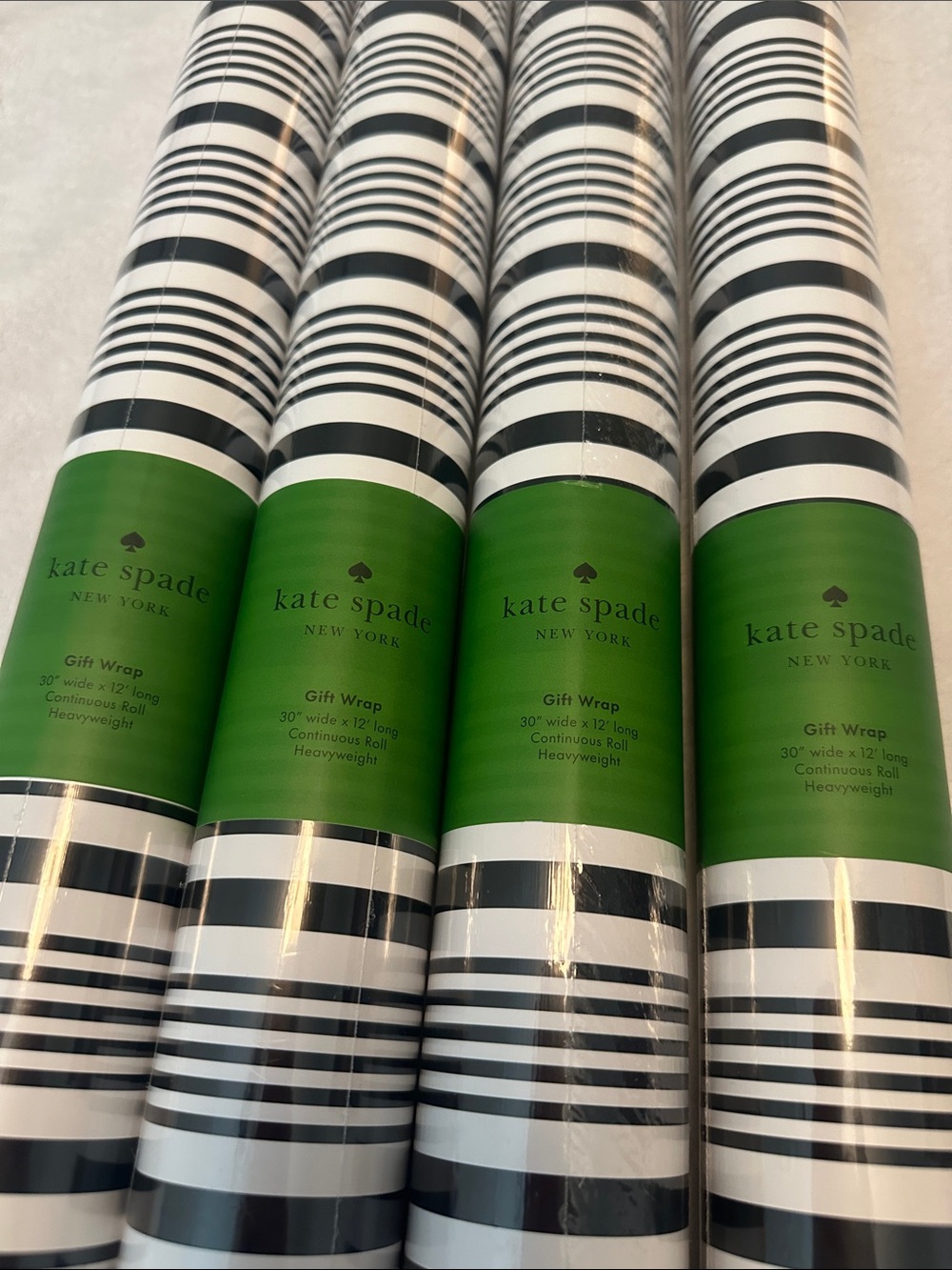 NWT Kate Spade ♠️ Striped Black & White gift Wrap Rolls 4pack